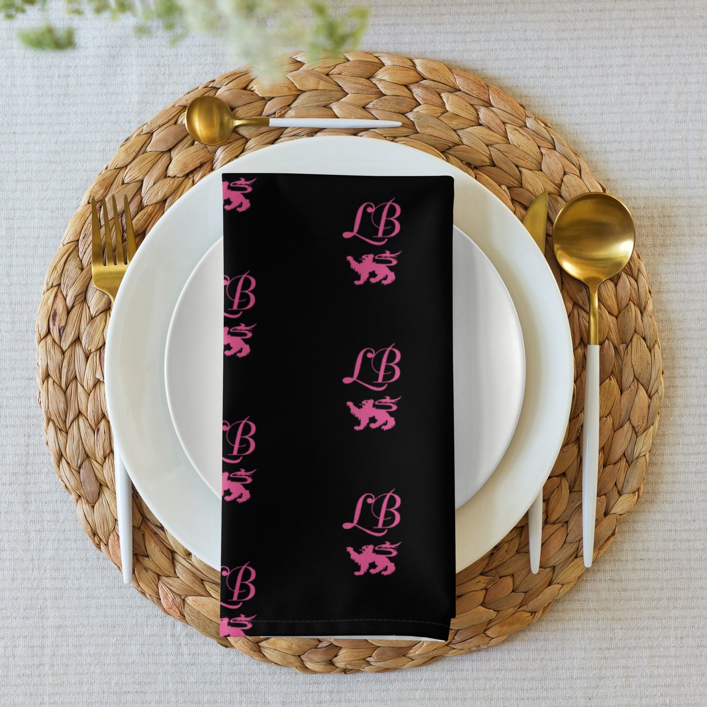 Lady Banneker Cloth napkin Set (Black-Pink)