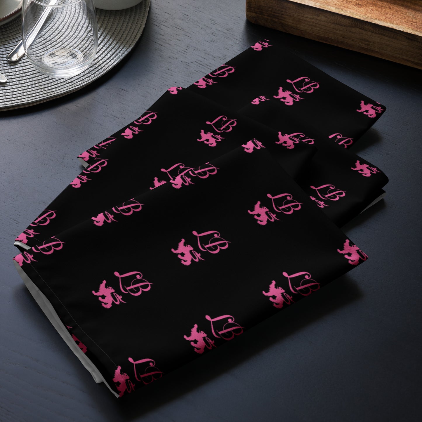 Lady Banneker Cloth napkin Set (Black-Pink)