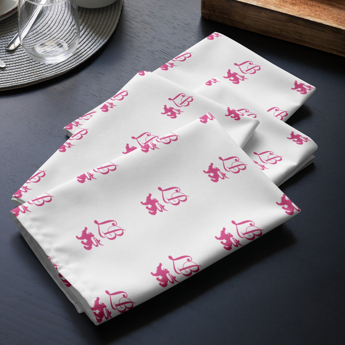 Lady Banneker Cloth Napkin Set (White-Pink)