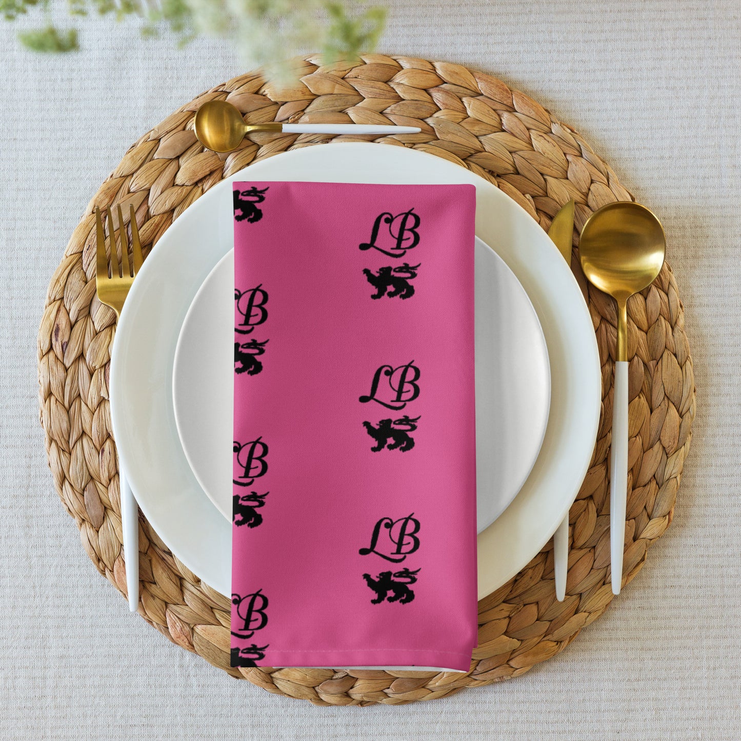 Lady Banneker Cloth Napkin Set (Pink-Black)