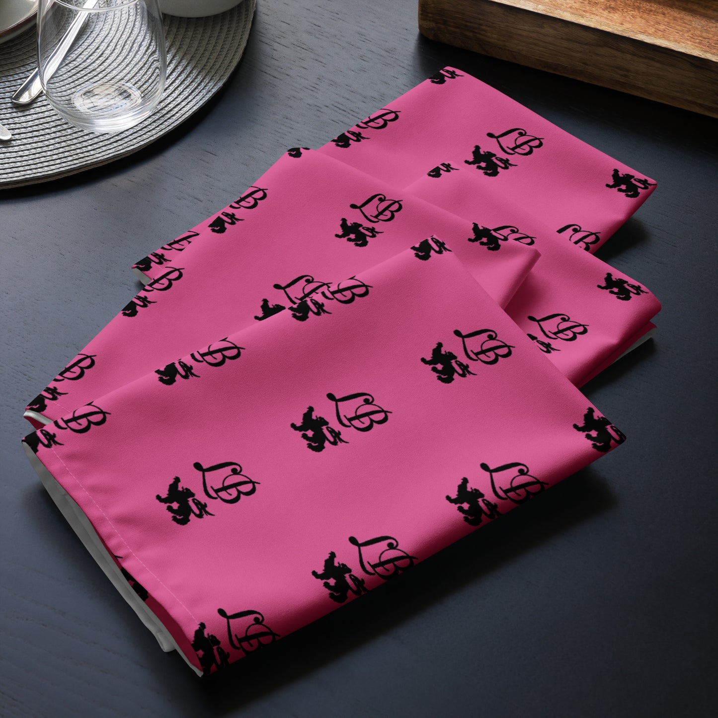 Lady Banneker Cloth Napkin Set (Pink-Black)