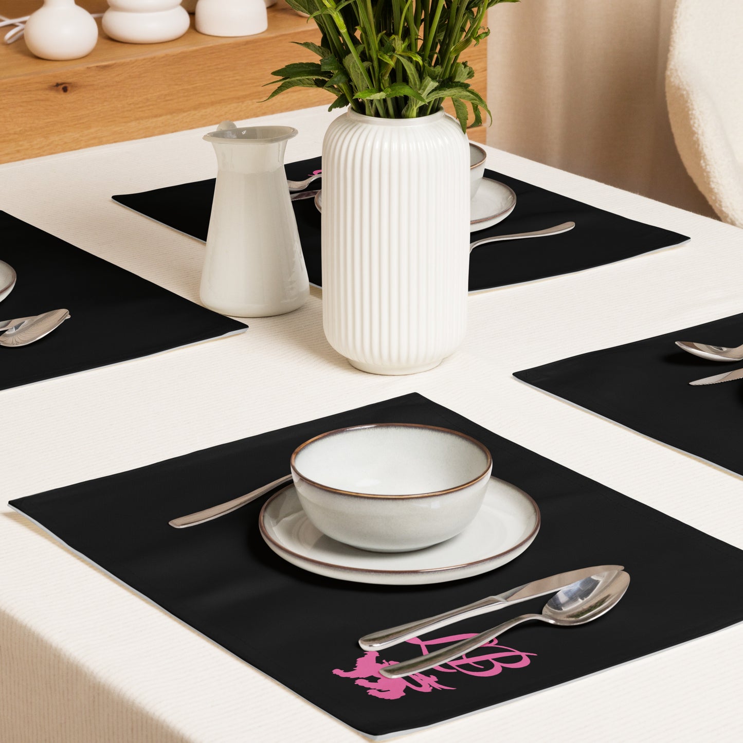 Lady Banneker Placemat Set (Black-Pink)