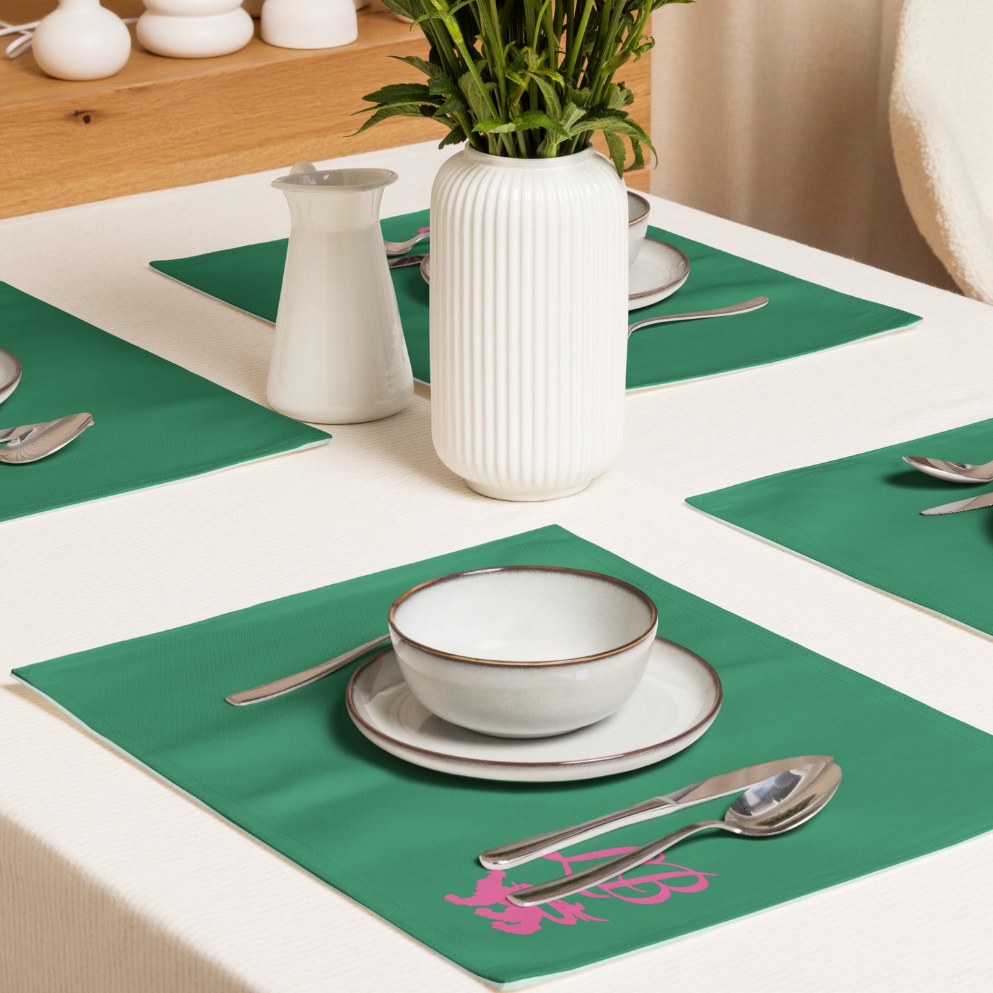 Lady Banneker Placemat Set (Green-Pink)