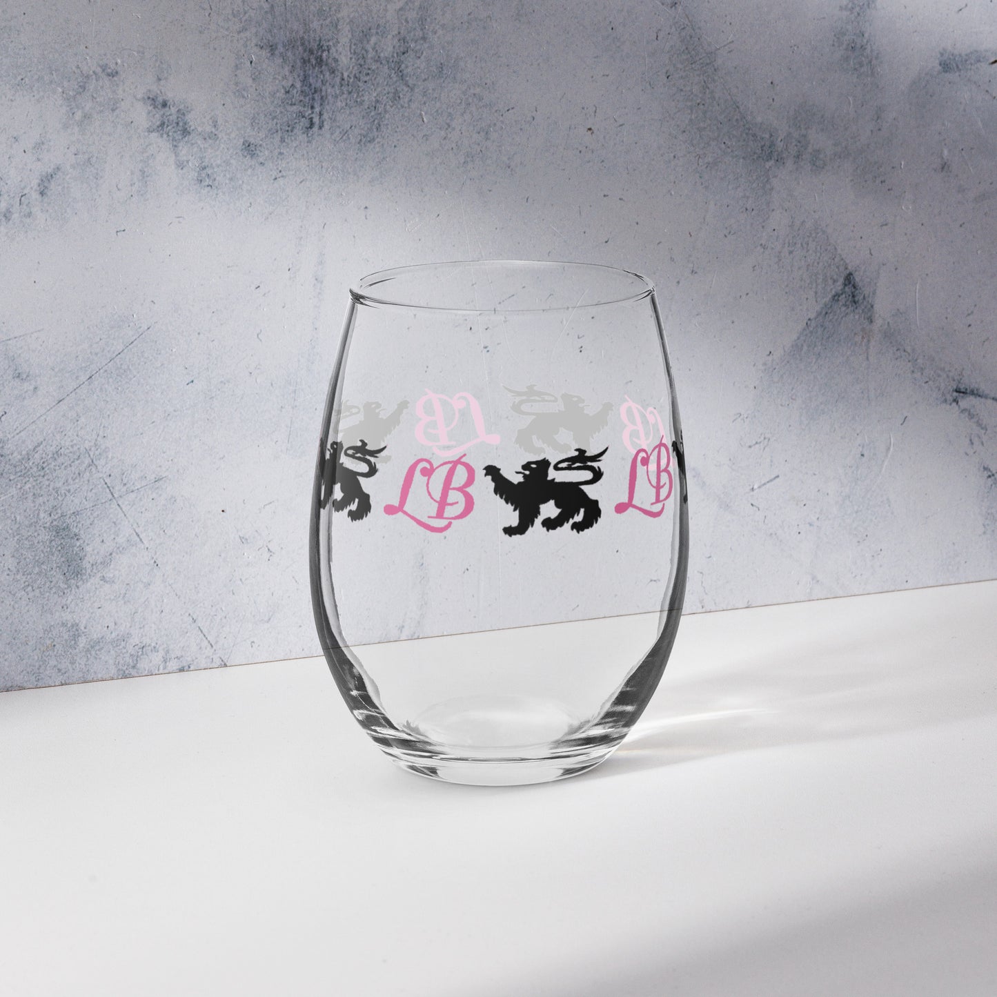 Lady Banneker Stemless Wine Glass (Black-Pink)